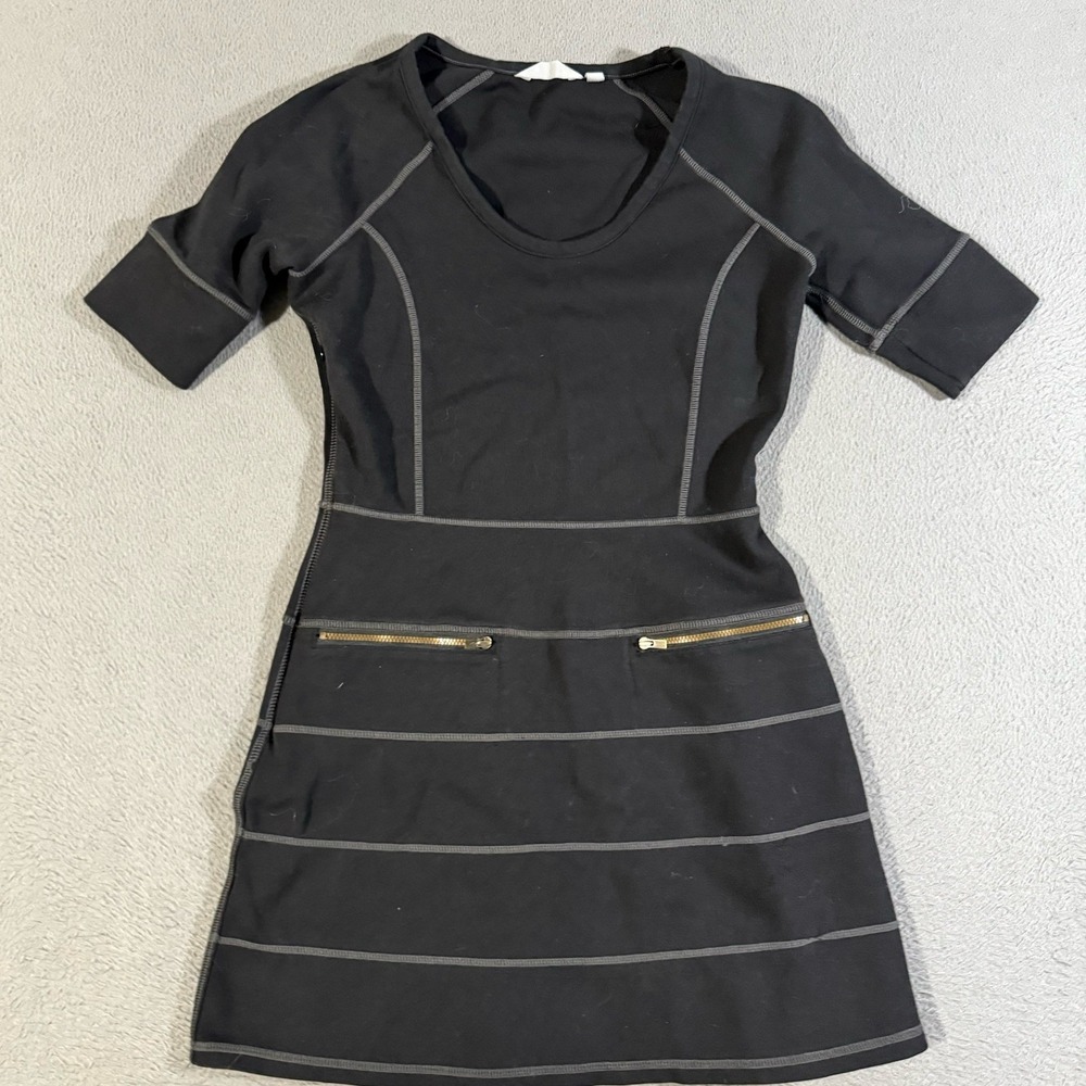 Athleta Strata Stretch Ponte Travel Dress Black Size XS Petite Women's Side Zip